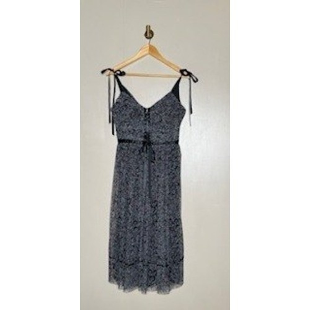 Guess Floral Tie Strap Midi Dress Black Lace Trim Side Zip‎